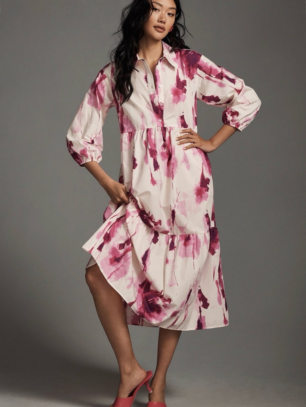 Anthropologie Maeve Bettina Tiered Shirt Dress MP